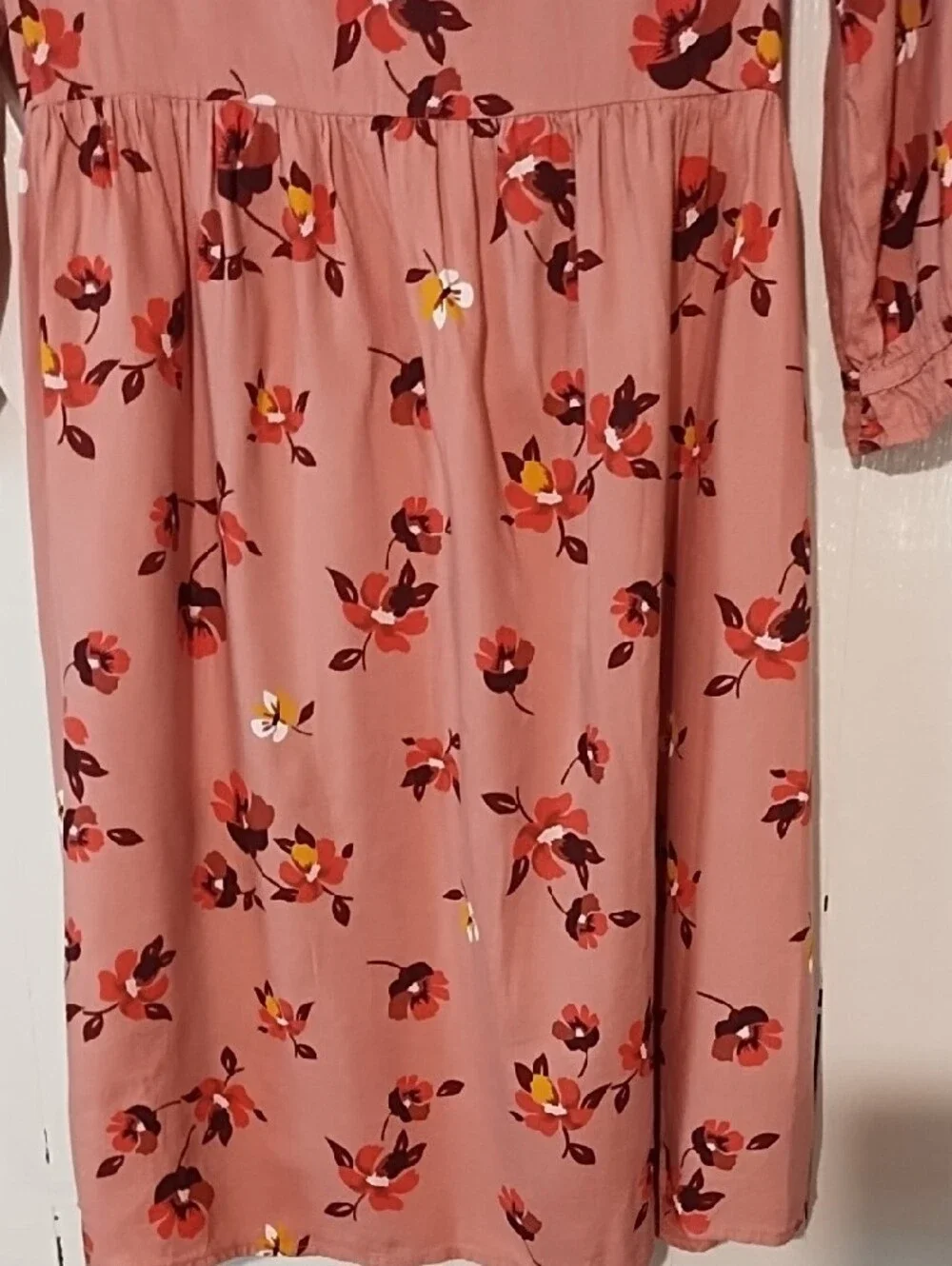 EUC Old Navy Rose Pink Floral V-Neck Midi Dress Girls XL.
